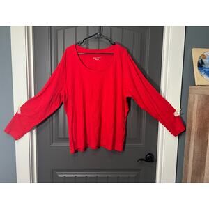 Ava & Viv Red Round Neck Long Sleeve Top Size 3x